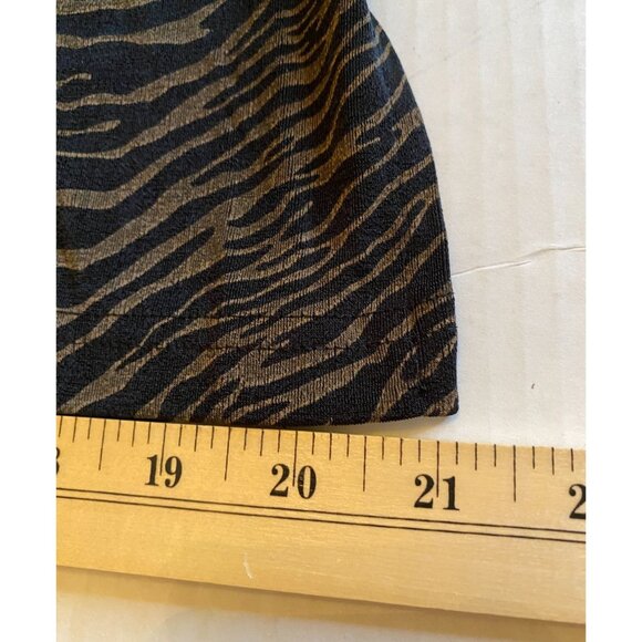 Vintage Vic Womens Zebra Print Stretch Black & Tan Top Size M Goth Dark Academia - Picture 6 of 8